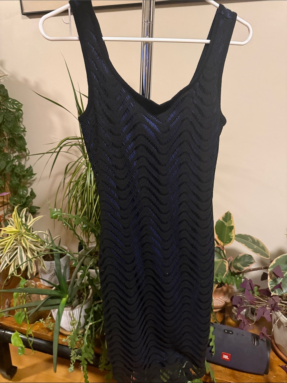 Studio Y Navy and Black Contrast-Trim Dress